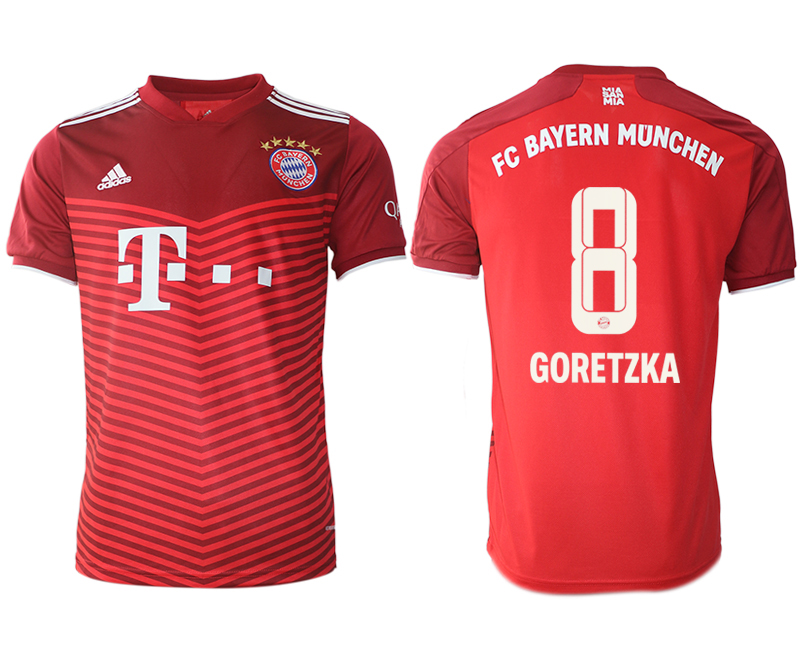 Men 2021-2022 Club Bayern Munich home aaa version red #8 Soccer Jersey